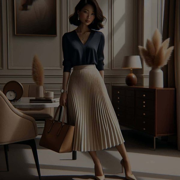 How to Style a Pleated Midi Skirt for a Polished Business Casual Look?